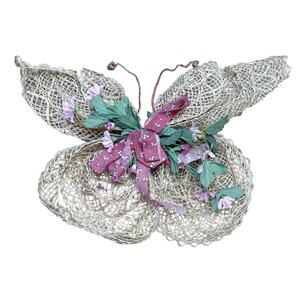 Vintage Woven Straw Butterfly Retro Wall Decor Pink Floral Wall Art